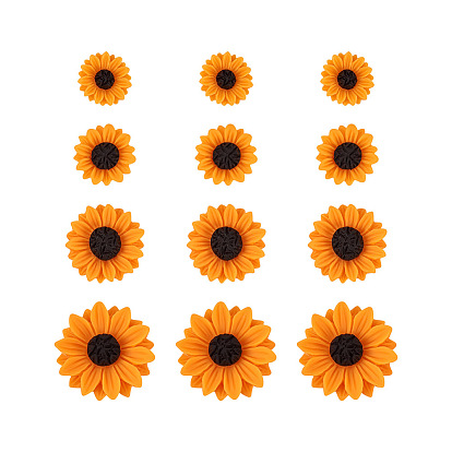 100 шт 4 стиль кабошоны из смолы, подсолнечник