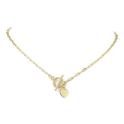 Brass Paperclip Chain Necklaces, Brass Charm Necklaces, Heart