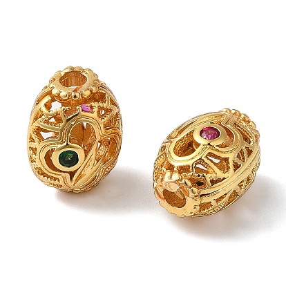 Овальная полая стойка, покрытие из латуни, микропаве, бусины из кубического циркония, долговечный, без кадмия и без свинца