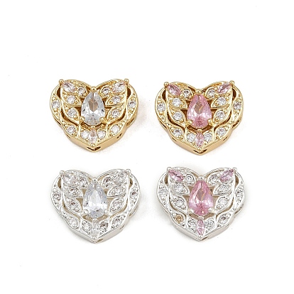 Многожильные звенья из латуни с паве из кубического циркония, долговечный, сердце