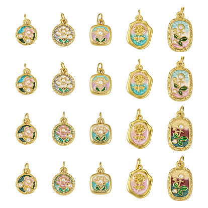 20 шт 10 стили подвески из сплава эмали, с целью перехода в кольце, золотые