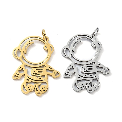 Pendentifs en acier inoxydable, avec des anneaux de saut, Coupe au laser, charme d'astronaute