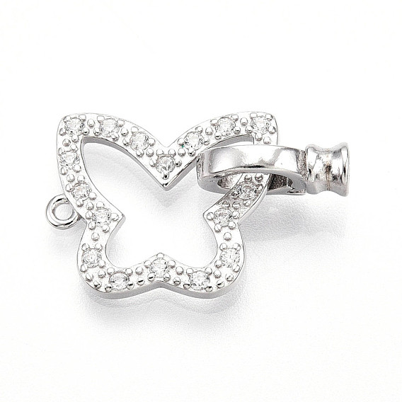 925 Складчатые застежки из стерлингового серебра с микропаве из прозрачного кубического циркония, с печатью s925, бабочка