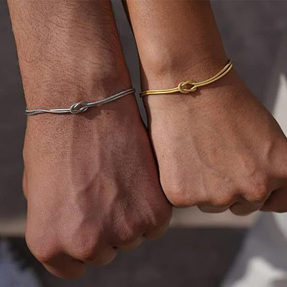 304 Bracelet en acier inoxydable à mailles nouées, fait main, pour couples