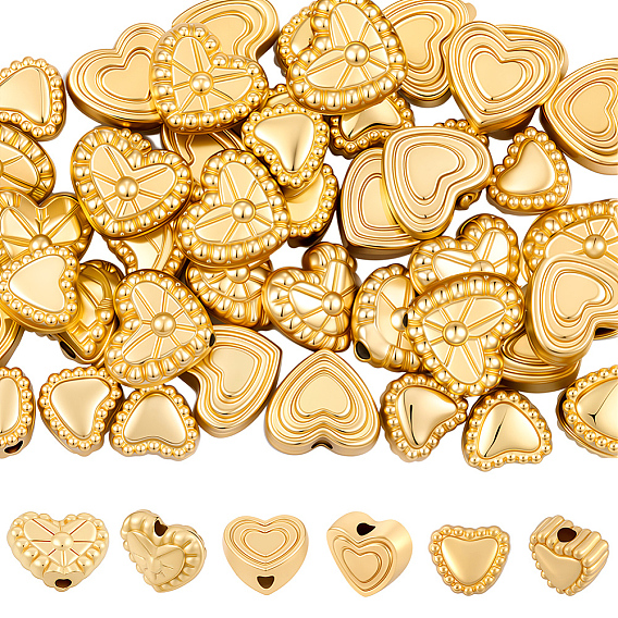 60шт 3 стили бусины из сплава, сердце