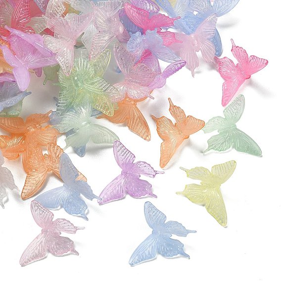 Прозрачные акриловые бусины, бабочка, с блеском порошок