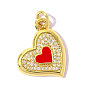 Латунные микро проложить кубического циркония подвески, шарма сердца, с эмалью, ионное покрытие (ip), долговечный, реальный 18 k позолоченный