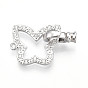 925 Складчатые застежки из стерлингового серебра с микропаве из прозрачного кубического циркония, с печатью s925, бабочка