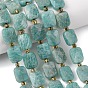 Природных амазонит бисер нитей, прямоугольные, граненые, с бисером