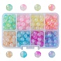 200Pcs 8 Colors Transparent Acrylic Beads, Two-Tone, Round