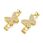 Brass Micro Pave Clear Cubic Zirconia Fold Over Clasps, Nickel Free, Butterfly