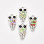 Alloy Links Connectors, with Resin and Rhinestone, Owl, Platinum