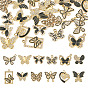 24 шт. 12 стили подвески из сплава с черной эмалью, с кристально горный хрусталь, очарование бабочки