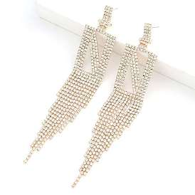 Sparkling Long Tassel Earrings with Letter N and Rhinestones - Elegant and Versatile Jewelry for Women