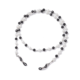 Цепочки для очков со стеклянными бусинами, с карабинами из цинкового сплава и резиновыми петлями на концах