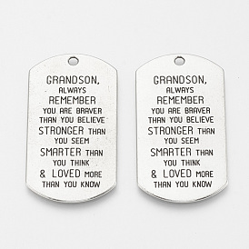 Tibetan Style Alloy Quote Pendants, Cadmium Free & Lead Free, Rectangle with Word