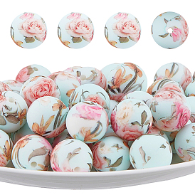 50 шт. печатные круглые силиконовые фокусные бусины