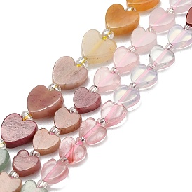 Cmешанные драгоценный камень бисер нитей, сердце, с бисером