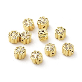 Brass Micro Pave Cubic Zirconia Beads, Clover