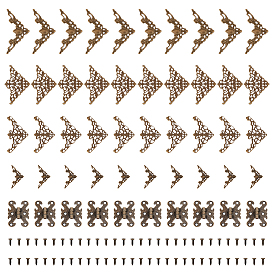 10 Charnière en alliage (pièces), accessoires de porte de garde-robe, avec 60 pièces de vis et 40 pièces de 4 styles de jointures en filigrane de fer de style tibétain