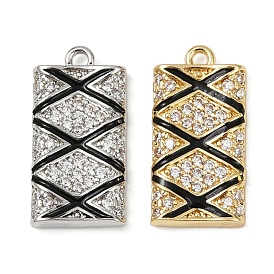 Латунные микро проложить кубического циркония подвески, прямоугольные, с эмалью, без свинца и без кадмия, долговечный, стойки покрытие