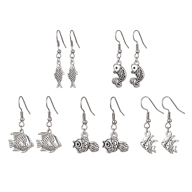 Fish Alloy Dangle Earrings, 304 Stainless Steel Earring for Women
