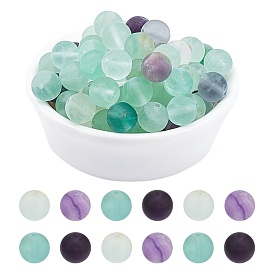 ARRICRAFT Natural Fluorite Beads Strands, Frosted, Round