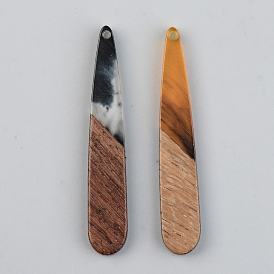 Resin & Walnut Wood Pendants, Teardrop
