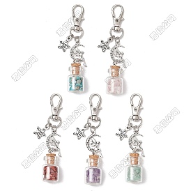 50Pcs Glass Bottle Pendant Decorations, with Alloy Pendants and Clasps