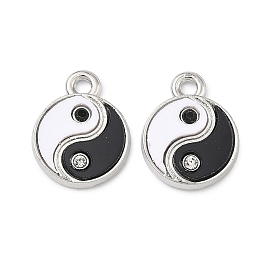 Colgantes de aleación de rhinestone, encantos del yin y el yang, con resina epoxi, chapado en rack, sin cadmio y níque y plomo