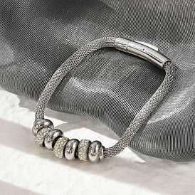 304 браслеты-цепочки из нержавеющей стали для женщин, с бусинами из полимерной глины и магнитной застежкой