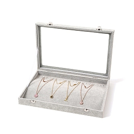 Velvet Necklace Presentation Boxes with Visible Window, Rectangle