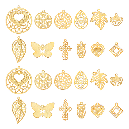 120Pcs 12 Style Iron Pendants, Mixed Shapes