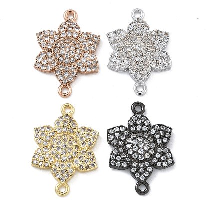 Стойка покрытие латунь микропаве прозрачный кубический цирконий цветок соединительные подвески, долговечный, без свинца и без кадмия