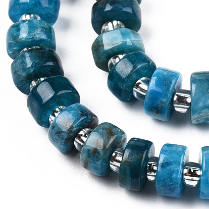 Natural Apatite Beads Strands, with Seed Beads, Heishi Beads, Flat Round/Disc