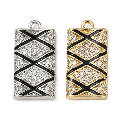 Латунные микро проложить кубического циркония подвески, прямоугольные, с эмалью, без свинца и без кадмия, долговечный, стойки покрытие