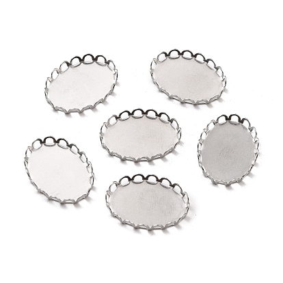 316 Surgical Stainless Steel Tray Settings, Lace Edge Bezel Cups, Oval