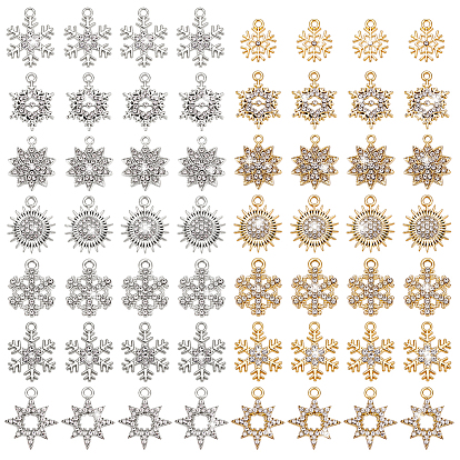 56шт 14 подвески со стразами в стиле сплава, пластиковая имитация жемчуга, снежинка/солнце