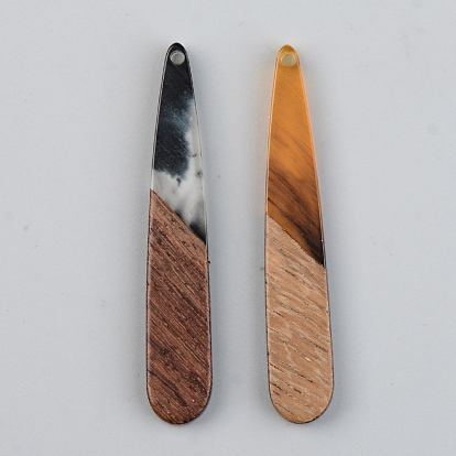 Resin & Walnut Wood Pendants, Teardrop