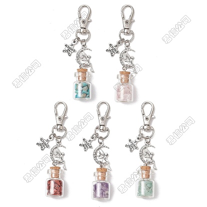 50Pcs Glass Bottle Pendant Decorations, with Alloy Pendants and Clasps