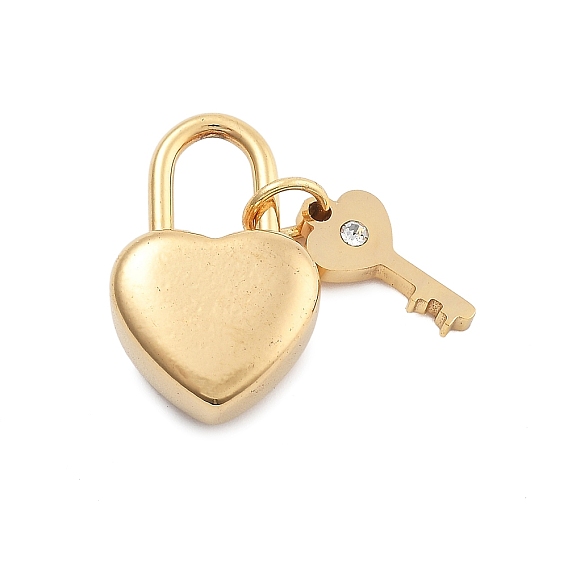 304 из нержавеющей стали горный хрусталь подвески, вакуумное покрытие pvd, сердце замок, ключ