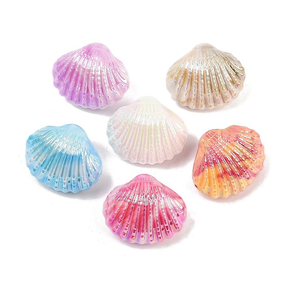 Непрозрачные акриловые бусины с УФ-покрытием, радужный, формы раковины