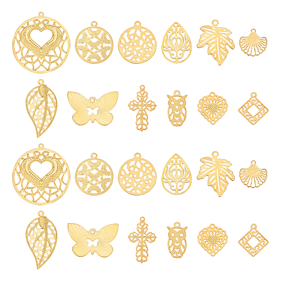 120Pcs 12 Style Iron Pendants, Mixed Shapes