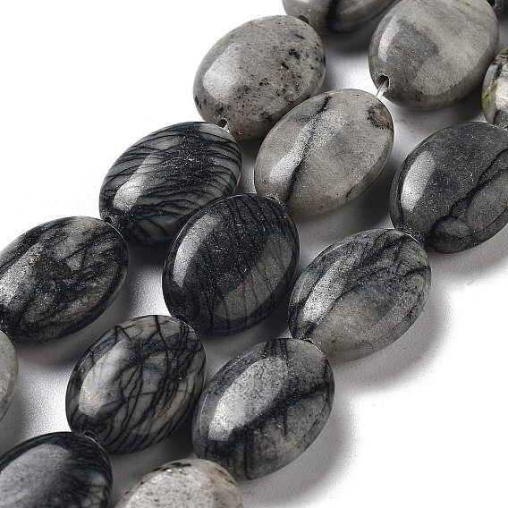 Природные netstone бисер нитей, Плоско-овальные