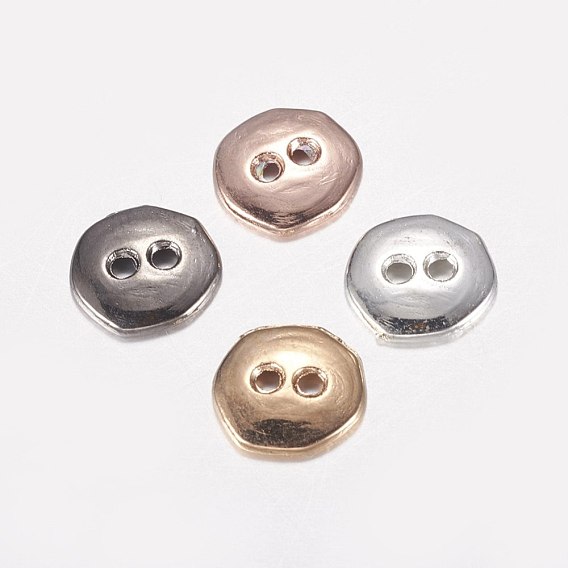 2-Hole Alloy Buttons, Long-Lasting Plated