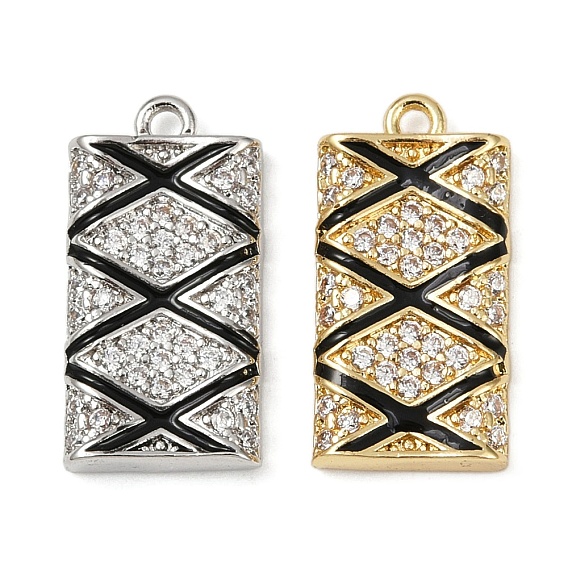 Латунные микро проложить кубического циркония подвески, прямоугольные, с эмалью, без свинца и без кадмия, долговечный, стойки покрытие