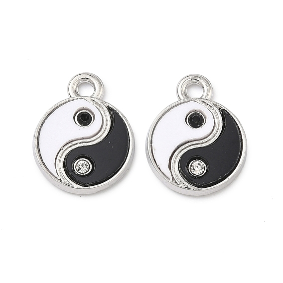Alloy Rhinestone Pendants, Yin-yang Charms, with Epoxy Resin, Rack Plating, Cadmium Free & Nickel Free & Lead Free