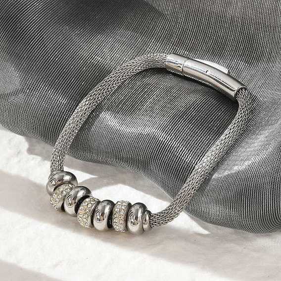 304 браслеты-цепочки из нержавеющей стали для женщин, с бусинами из полимерной глины и магнитной застежкой