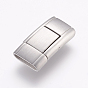 304 Stainless Steel Bayonet Clasps, Rectangle, Frosted