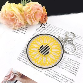 DIY Mother's Day Theme Flat Round with Sunflower Pendant Silicone Molds, Resin Casting Molds, For UV Resin, Epoxy Resin Jewelry Making